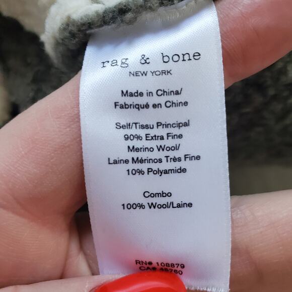 Rag & Bone Sweater Womens Medium Green White Wool Blend Crewneck Pullover Cozy - Picture 6 of 7